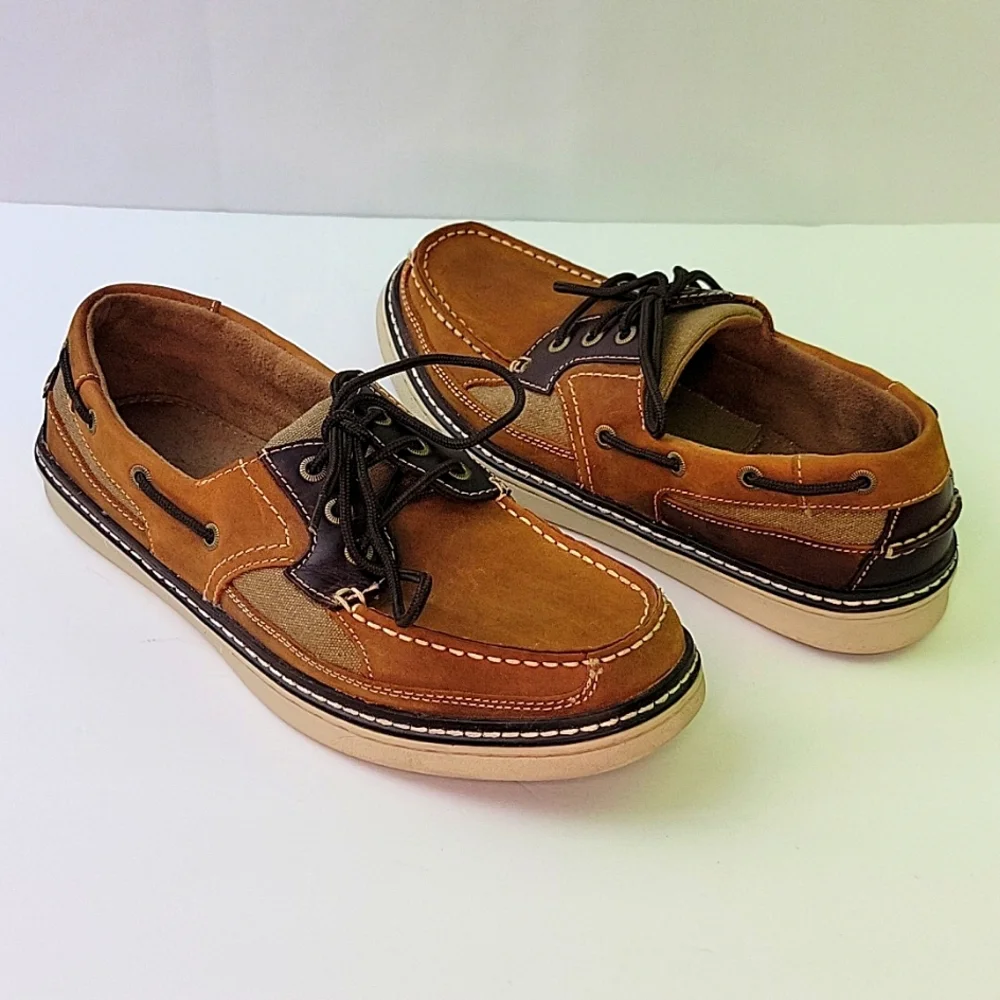 Eddie Bauer Carson Leather Boat Shoe Tan Size 10.5
